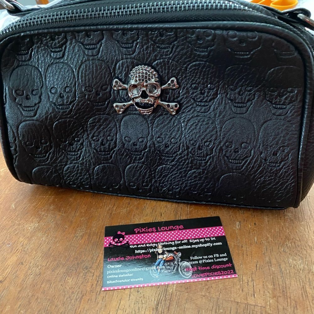 Black Skull Studded Biker Bag
